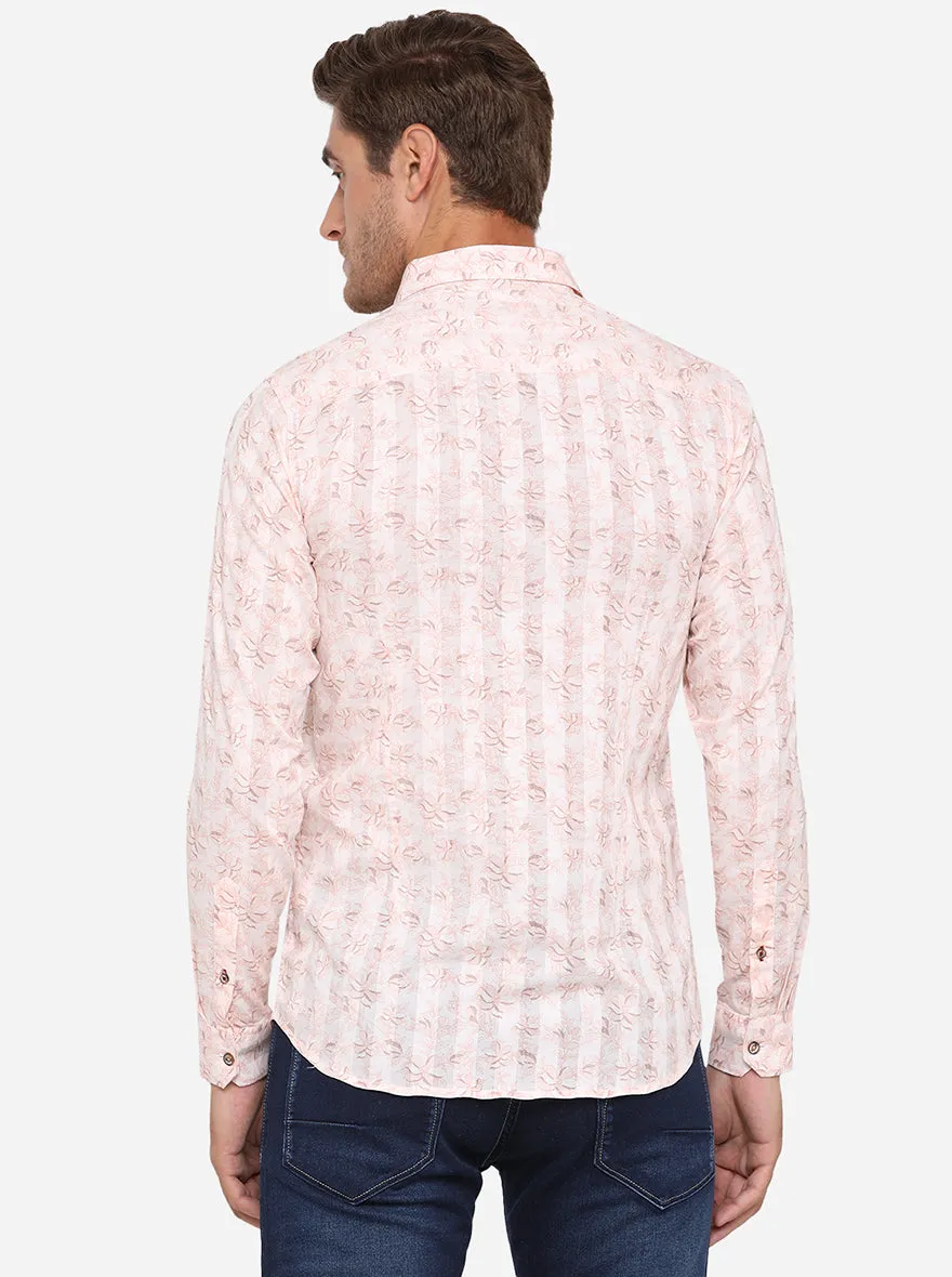 Pink Printed Slim Fit Casual Shirt | JadeBlue