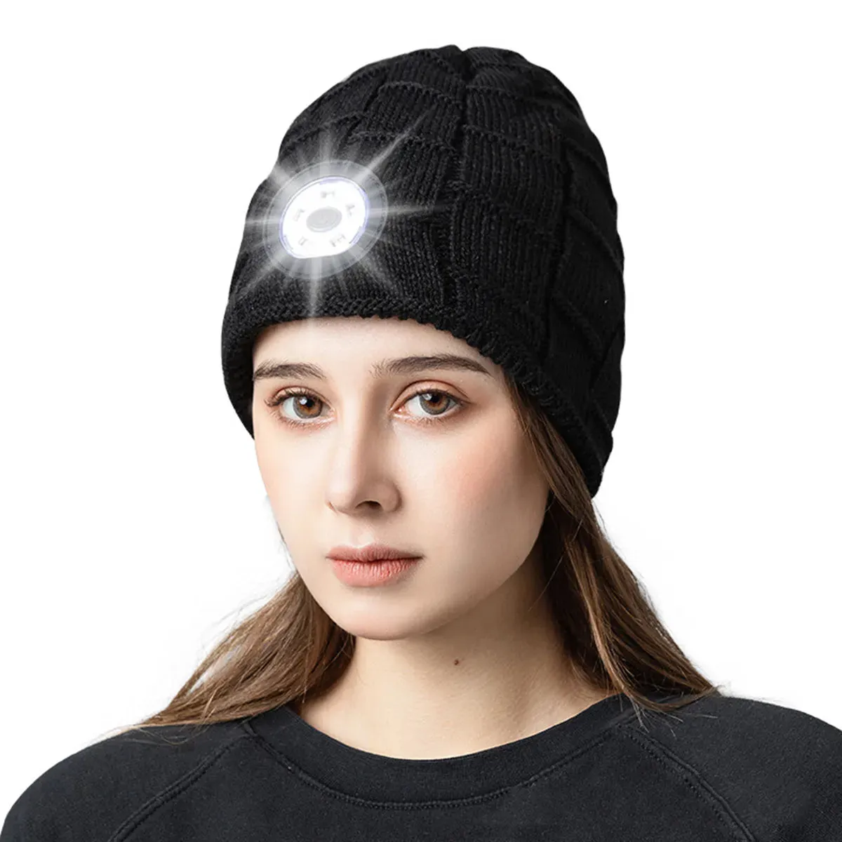 Portable LED Lighted Beanie Hat Cap 120LM 300mAh USB Charging Winter Warm Headlamp Cap Headlight Hat 3 Lighting Modes FOR Fishin