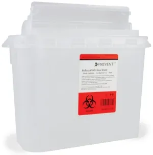 Prevent Sharps Container 2-Piece 5.4 Quart Clear Base, Case of 20