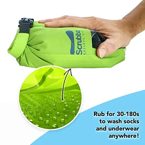 Scrubba Wash Bag MINI Ultra-Compact Washing Machine - Ideal for Travel, Camping & Hiking | Portable Washer & Dry Bag, 50% smaller than original Scrubba