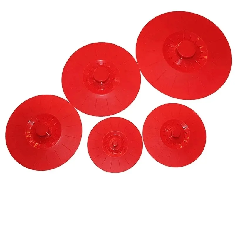 Set Of 5 Multifunctional Food Preservation Silicone Lids AMP-SIL3 RED