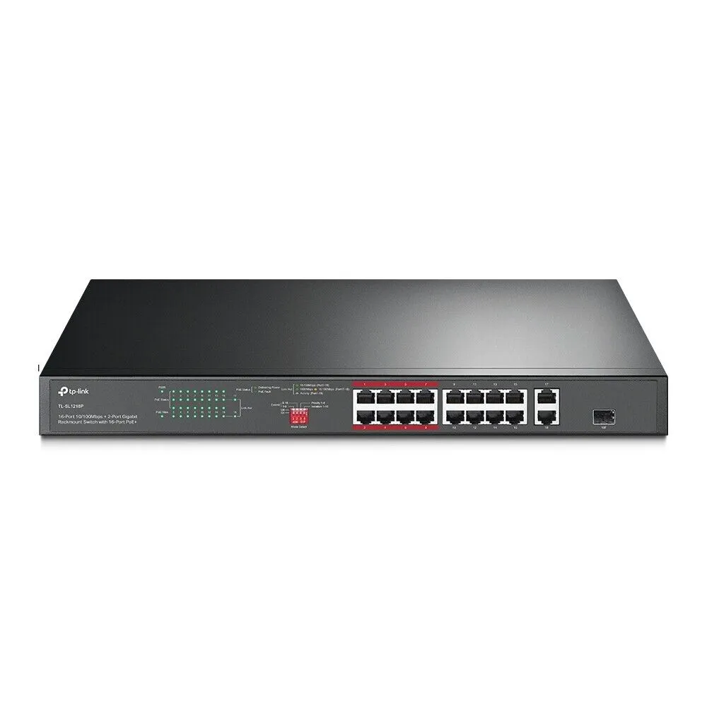 TP-Link TL-SL1218P 16-Port 10/100 Mbps   2-Port Gigabit Rackmount Switch with 16-Port PoE 