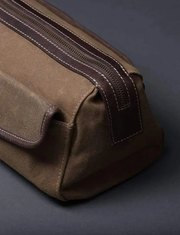 Ultimate Men's Leather Toiletry Bag: Vintage Waxed Canvas Toiletry Bag - Retro Shave Kit with Bonus Bag - Bayfield Bags