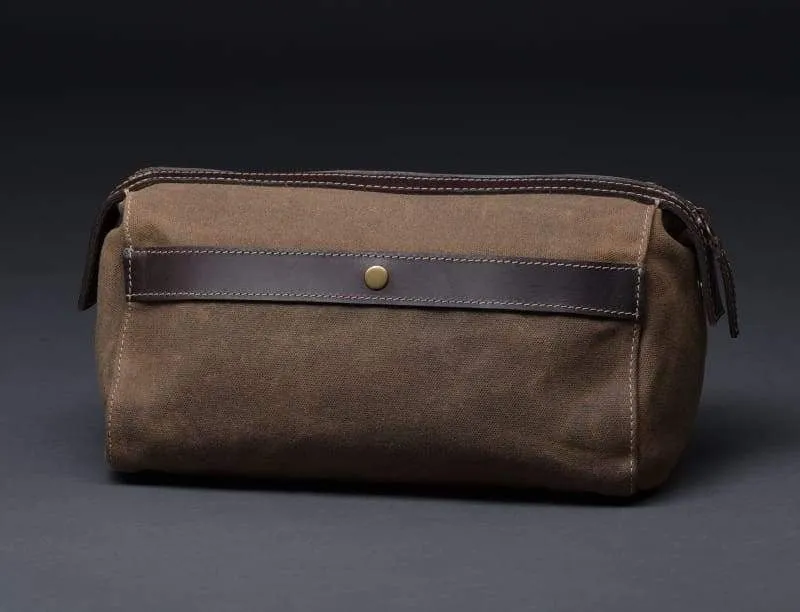 Ultimate Men's Leather Toiletry Bag: Vintage Waxed Canvas Toiletry Bag - Retro Shave Kit with Bonus Bag - Bayfield Bags