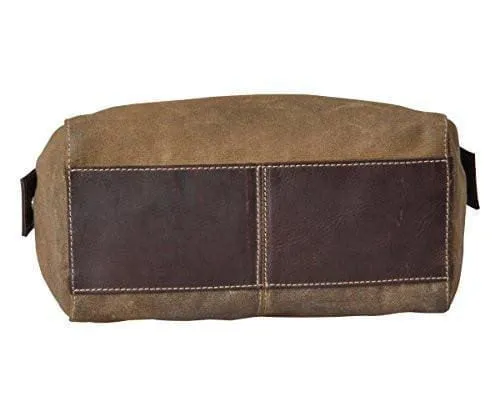 Ultimate Men's Leather Toiletry Bag: Vintage Waxed Canvas Toiletry Bag - Retro Shave Kit with Bonus Bag - Bayfield Bags