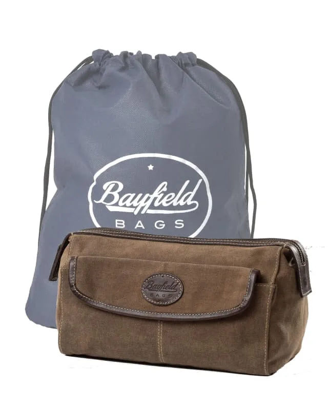 Ultimate Men's Leather Toiletry Bag: Vintage Waxed Canvas Toiletry Bag - Retro Shave Kit with Bonus Bag - Bayfield Bags