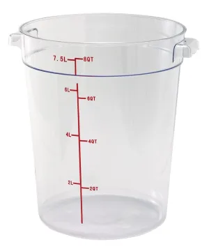 Winco PCRC-8 Clear Round Polycarbonate Food Storage Container 8 Quart | Denson CFE