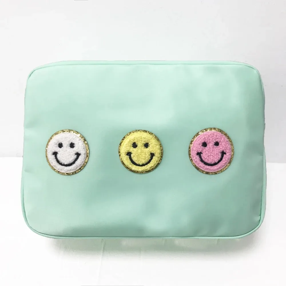 X-Large Nylon Zippered Cosmetic Bag - Assorted Colors