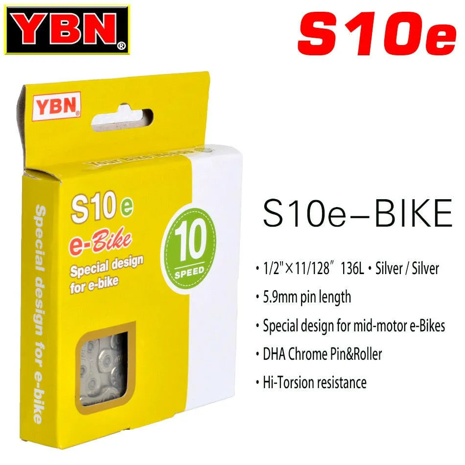 YBN E-Bike Chain 8 9 10 11 12 Speed Electric Sport Bicycle Chains 136 Links Anti-Rust E-Bike Parts With Magic Buckle for Shimano