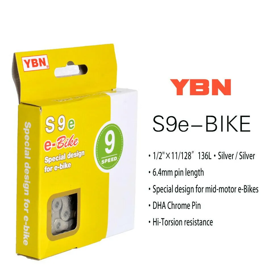 YBN E-Bike Chain 8 9 10 11 12 Speed Electric Sport Bicycle Chains 136 Links Anti-Rust E-Bike Parts With Magic Buckle for Shimano