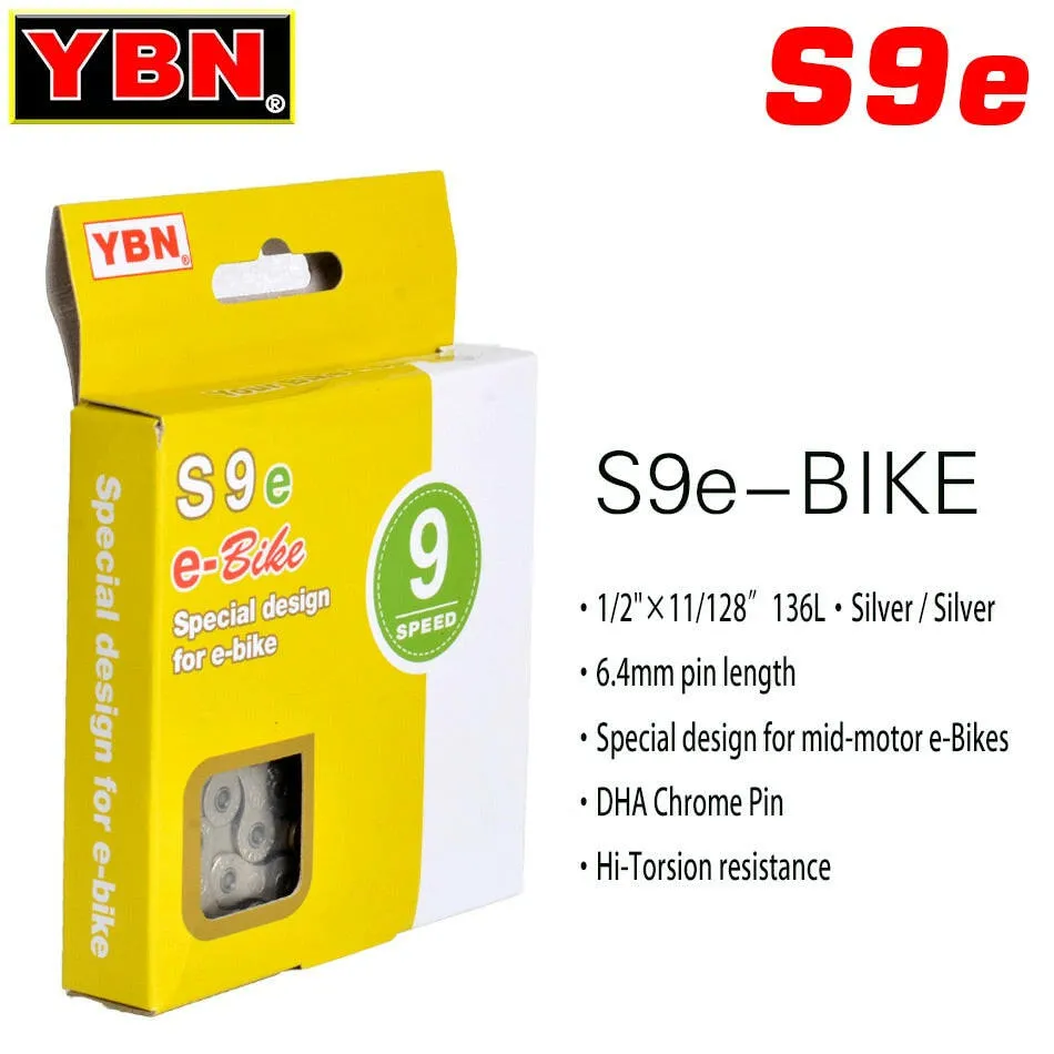 YBN E-Bike Chain 8 9 10 11 12 Speed Electric Sport Bicycle Chains 136 Links Anti-Rust E-Bike Parts With Magic Buckle for Shimano